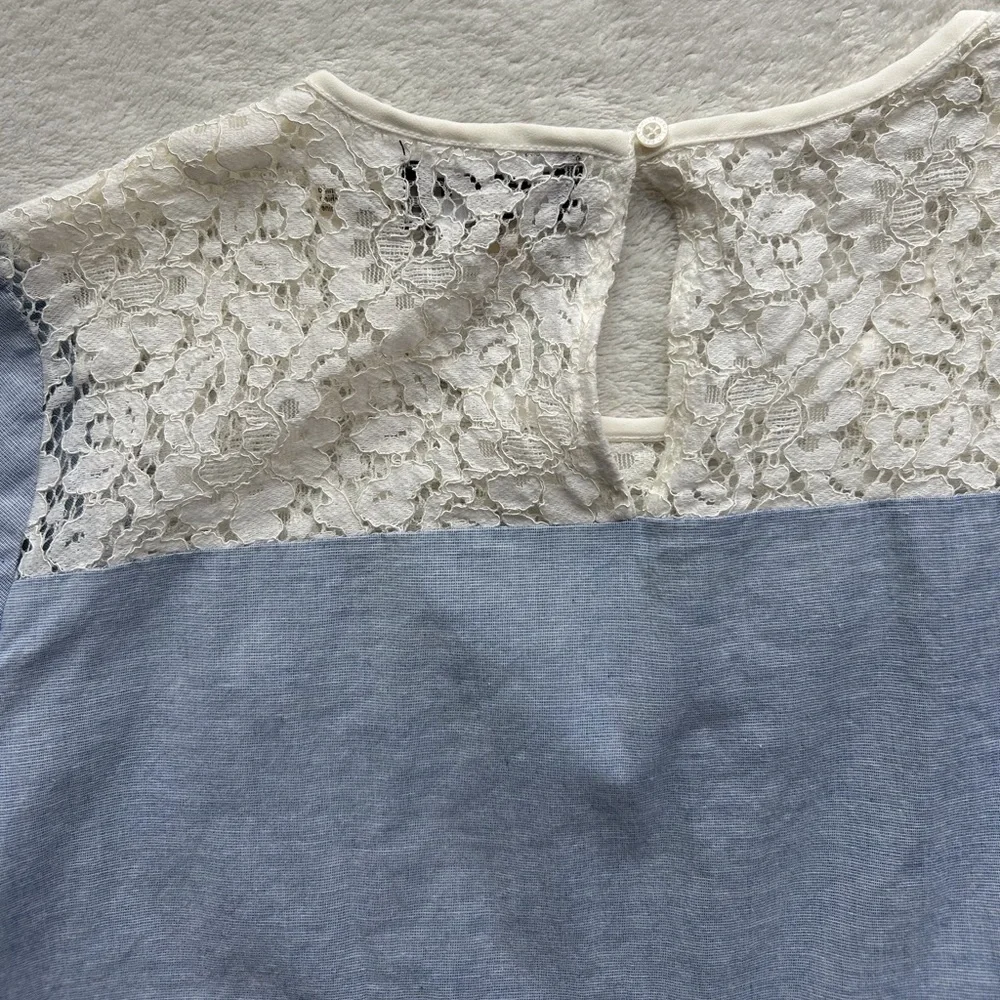 karl lagerfeld paris chambray + lace top - Picture 5 of 9